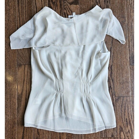 CAbi 814 Sheer Layered Ruffle Blouse Women's Size M Off-White Draped Top NWT - Picture 2 of 10